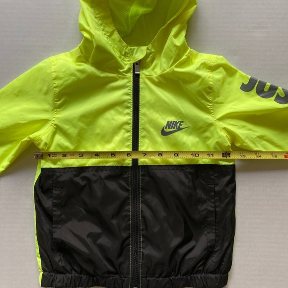 Nike Neon Yellow Green Hooded Kids 3T Windbreaker Rain Jacket - Picture 3 of 8